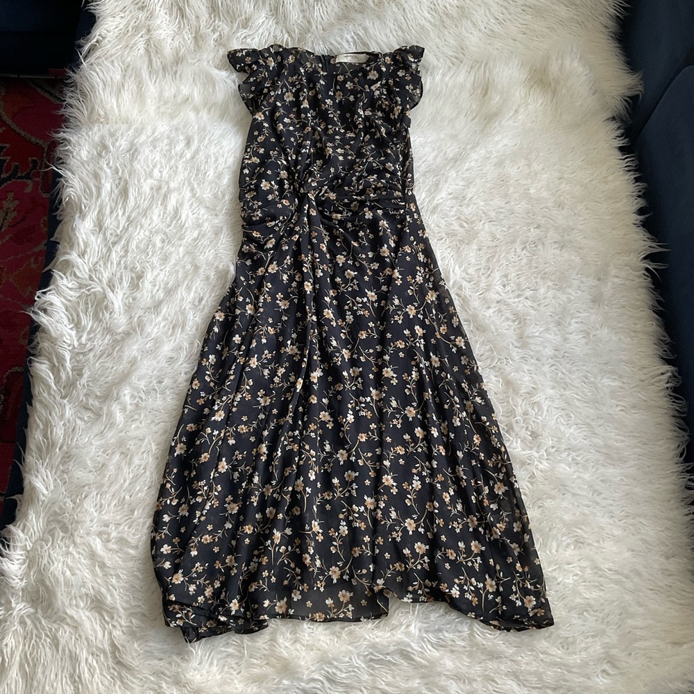 A Beautiful‎ Soul Black Floral Ruffle Summer Dress